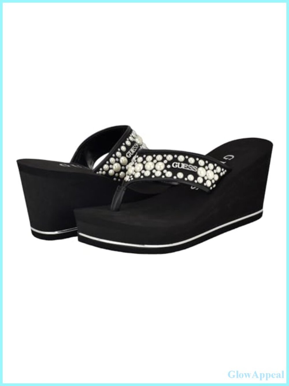 Women's Pearl Strap Wedge Sandal Slip On Casual 2.95 inch Heel